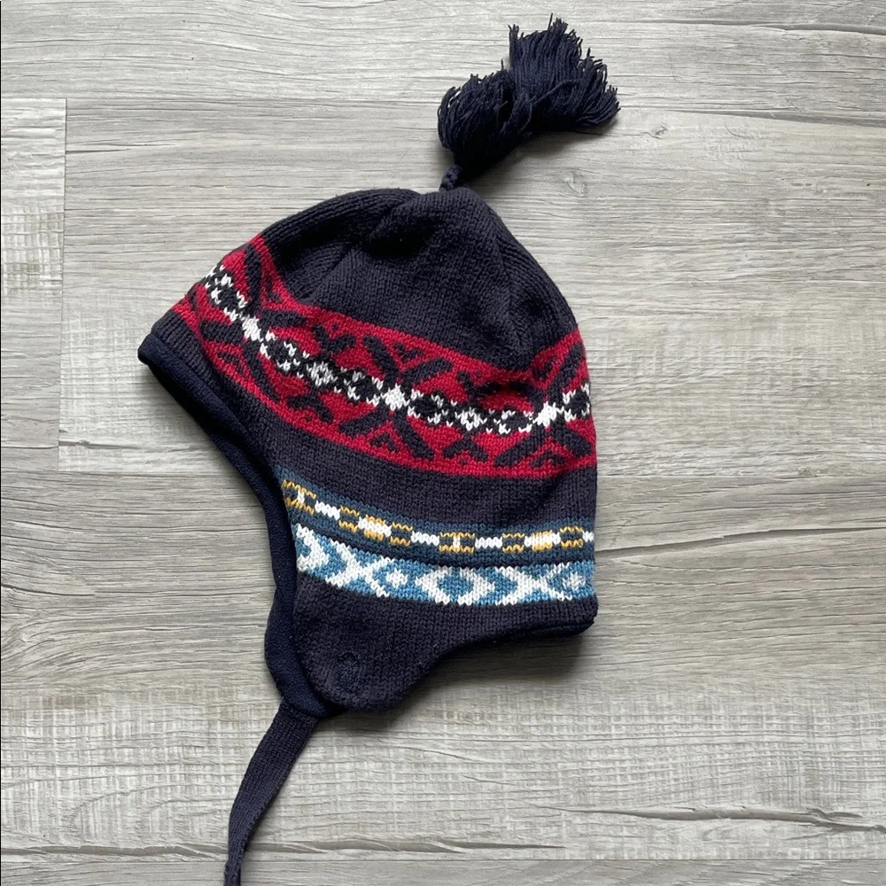 The Children's Place Navy and Burgundy Patterned Hat